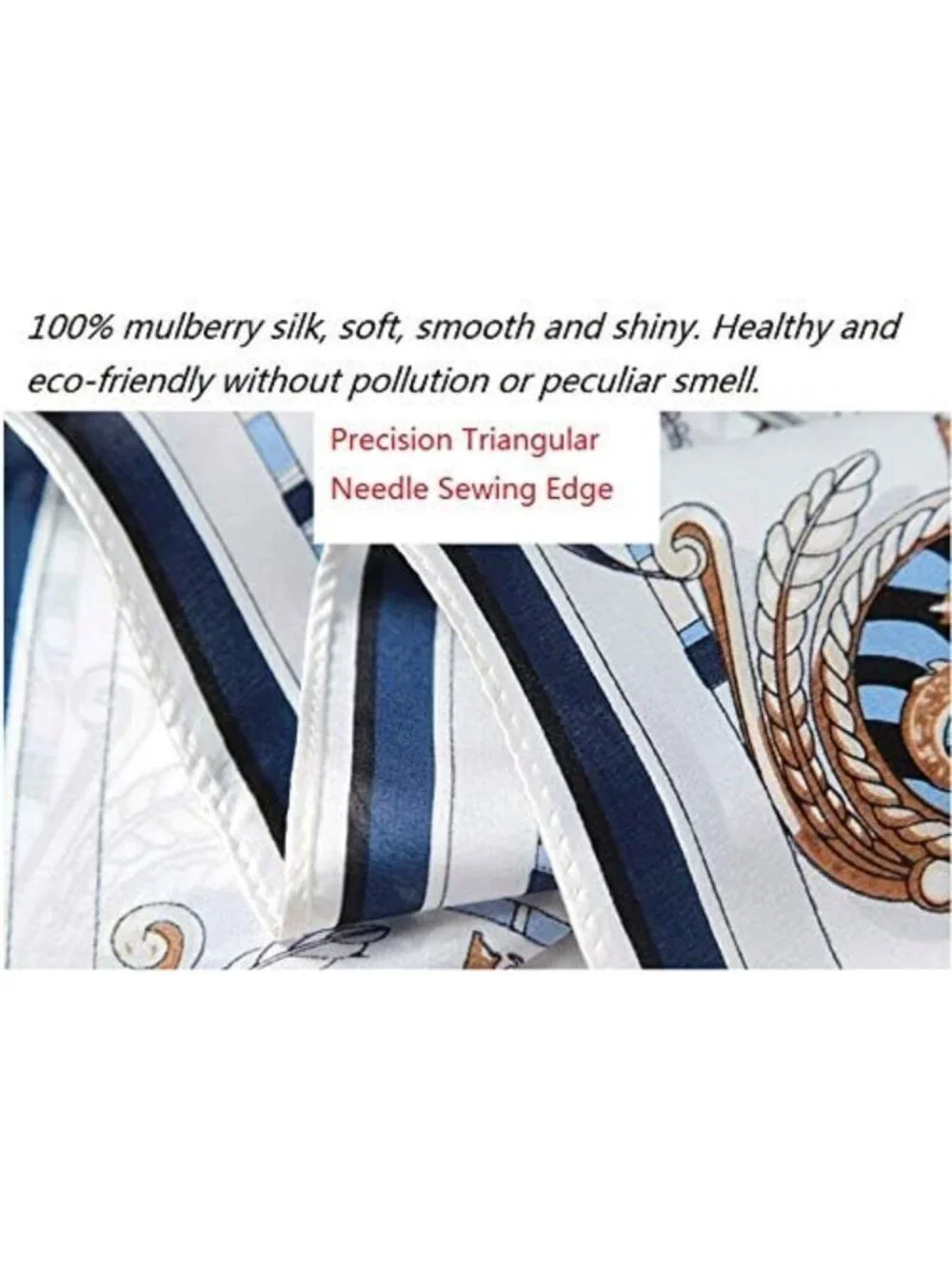 100% Silk Square Scarf for Hair - Versatile Neckerchief & Headscarf, 25.6